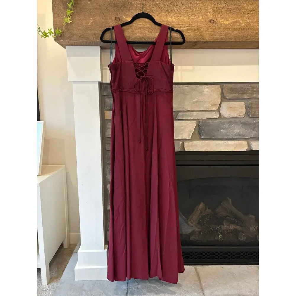 Vintage 90s Y2K evening gown women’s 12 burgundy renaissance fair corset back